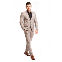 Costum FRANCK bej in carouri bleu 